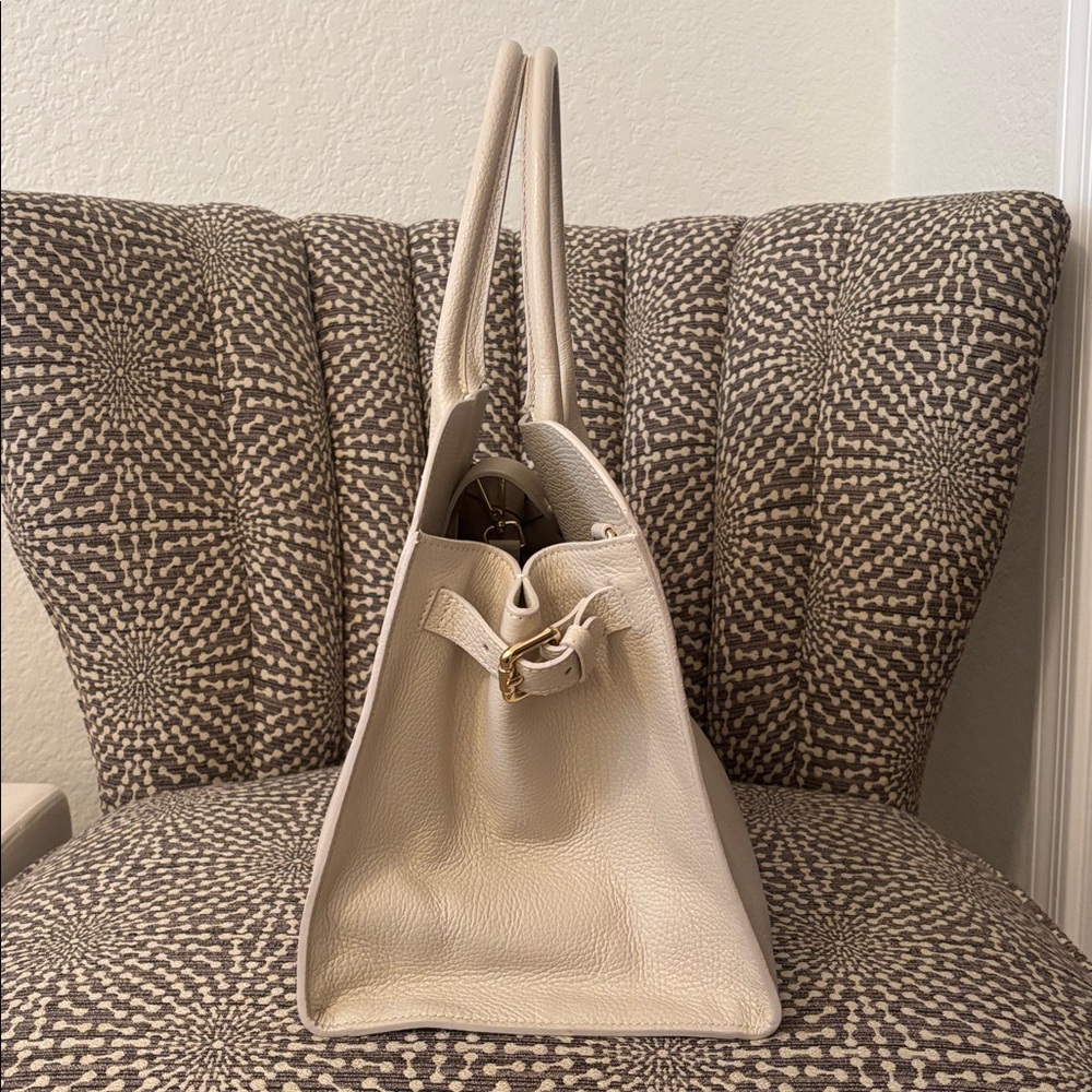Claudia Firenze Off White Cream Leather XL Tote Bag - Picture 7 of 15